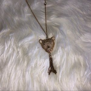 Cheetah Pendant Necklace with Tassle